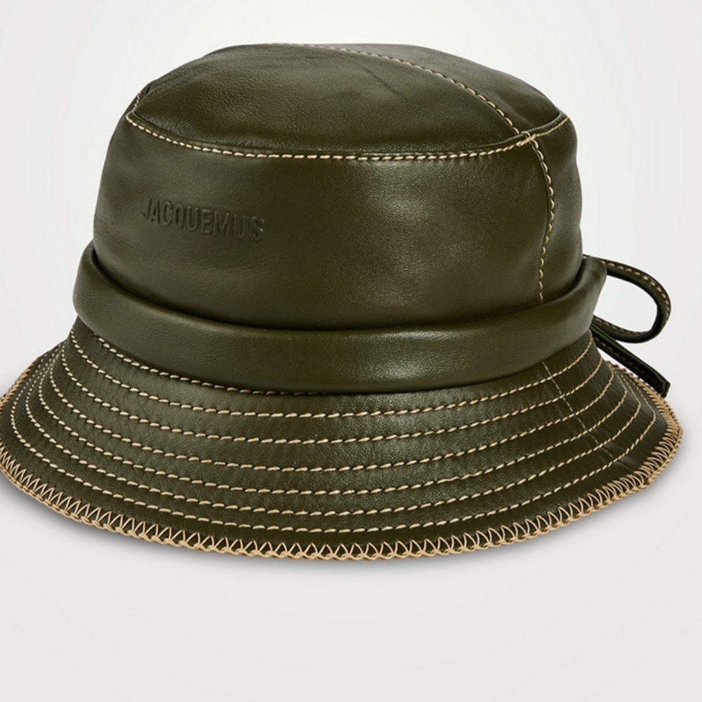 Jacquemus Khaki (Olive Green) Unisex Leather Bucket Hat - Picture 4 of 6